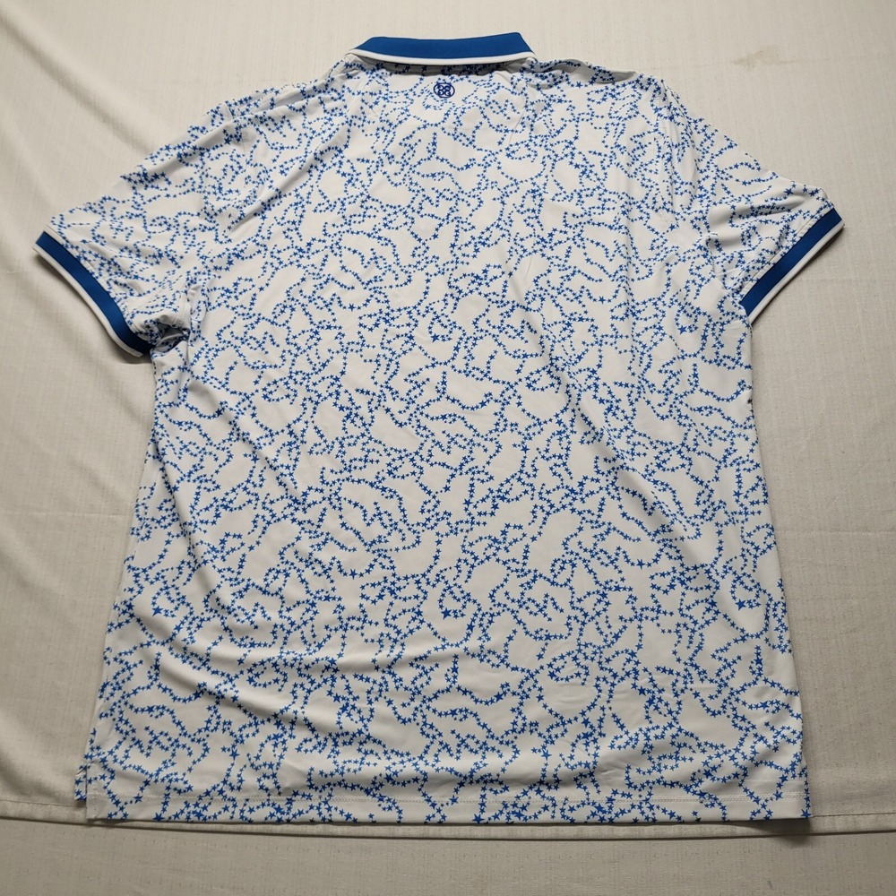 G Fore Polo Shirt Mens 2XL Blue Geometric Performance Golf Preppy Academia Logo - Picture 9 of 10